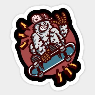 Cartoon Skating Yeti Sticker